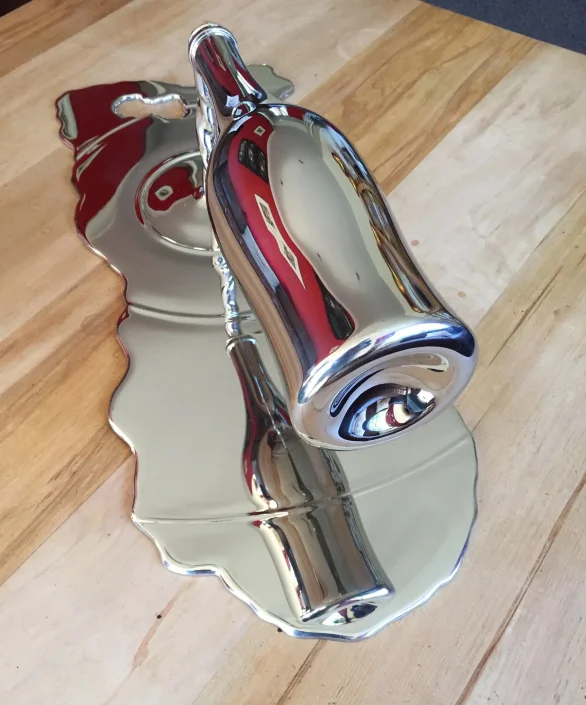 Stainless Steel Floating Wine Bottle Sculpture 006