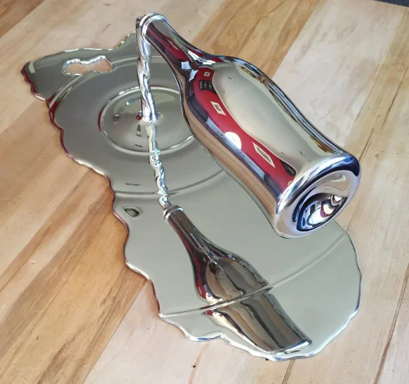 Stainless Steel Floating Wine Bottle Sculpture 007